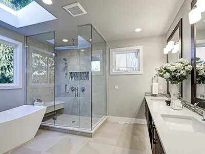 Extravagant bathroom with large walk in shower and stand alone tubScottsdale